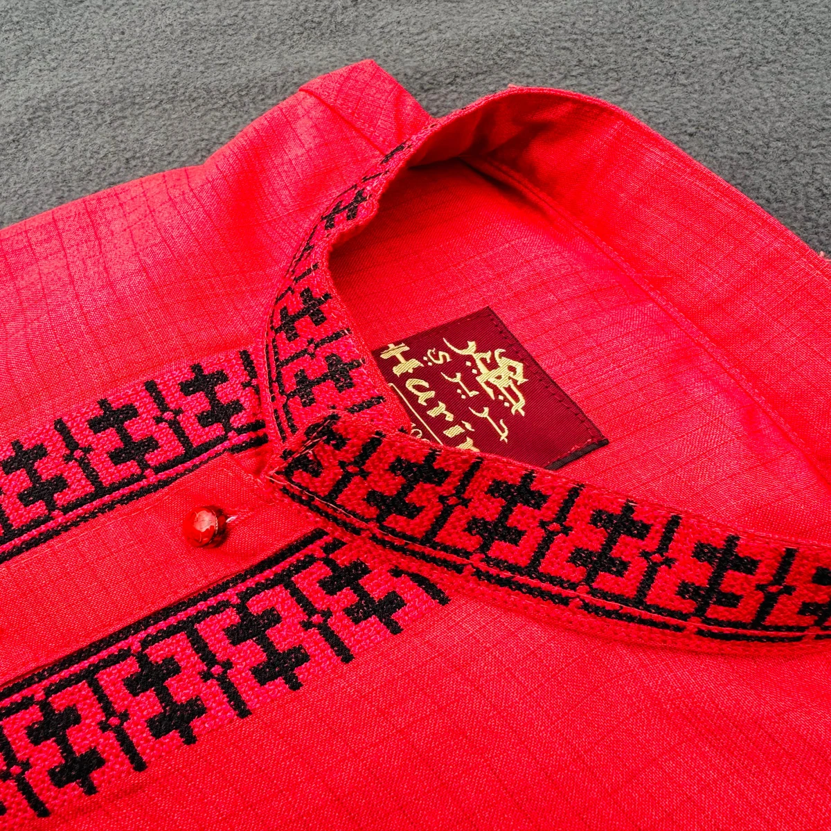 Indian Cotton Embroidery Panjabi For Men - Red